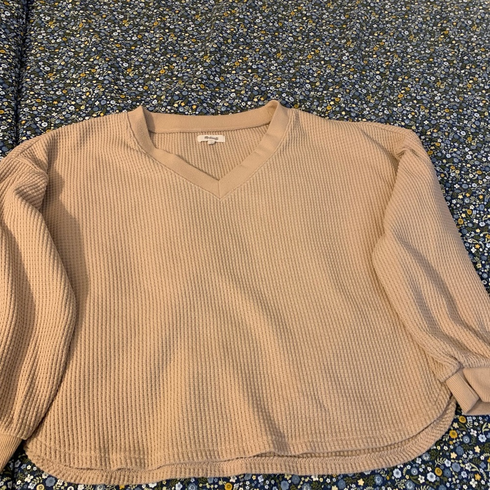 Madewell Beige Waffle Knit Top